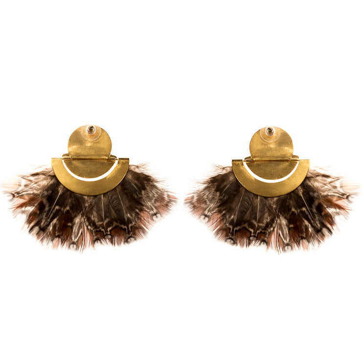 Xen Earrings With Mother Pearl And Feathers Gld