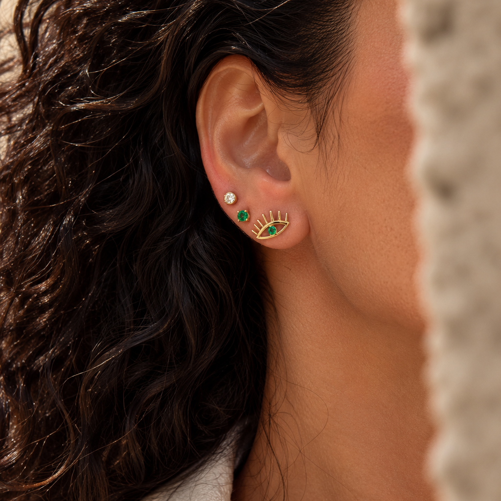 Aretes Iris con esmeralda
