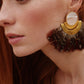 Xen Earrings With Mother Pearl And Feathers Gld