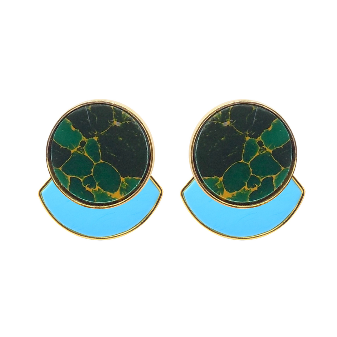 KUDA Damasco Earrings / Green jasper and turquoise